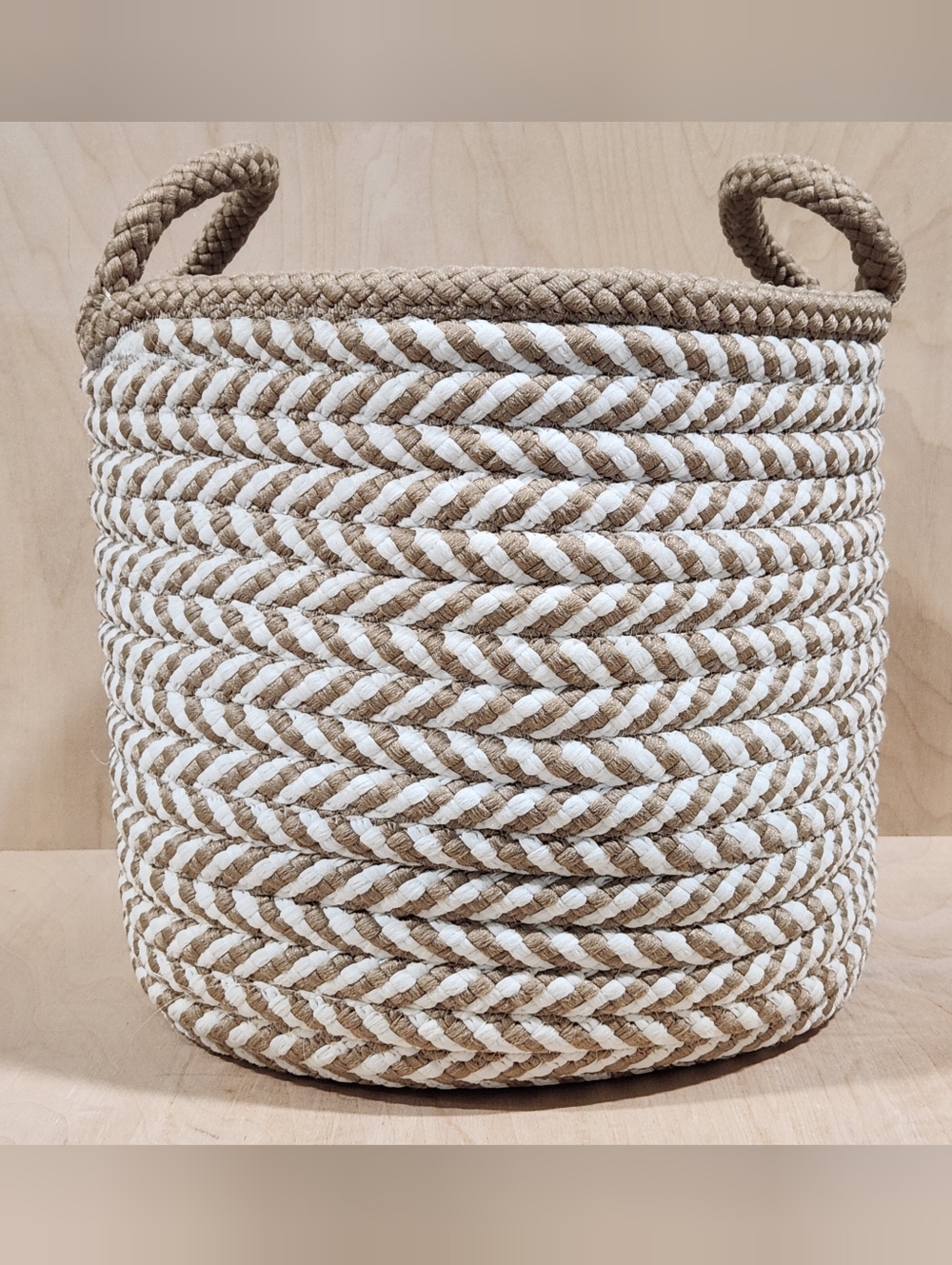 Colonial Mills Preve Braided Storage Basket Taupe White Rope Basket Made in USA